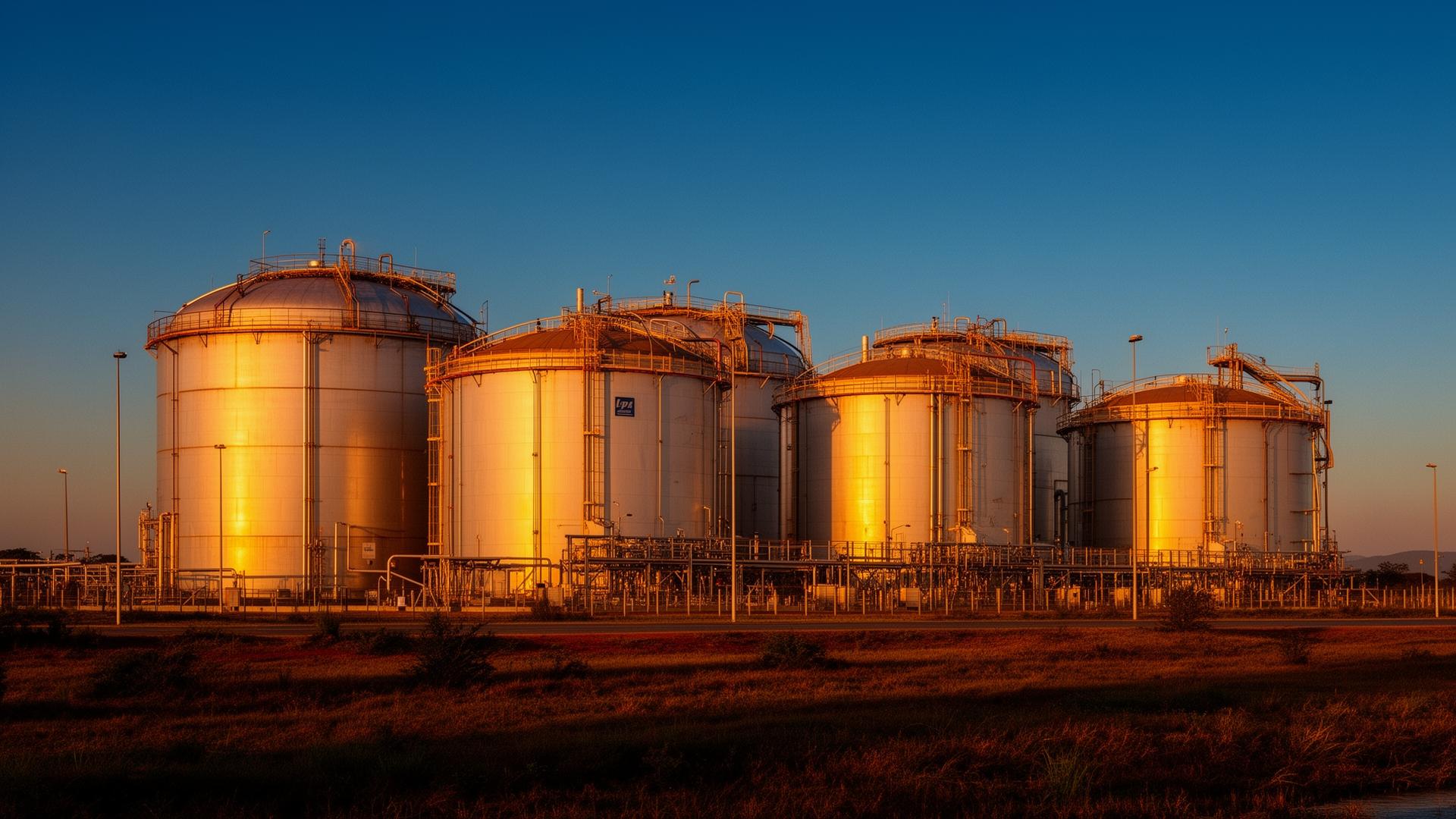 Infra-estrutura de armazenagem de GPL ao pôr-do-sol